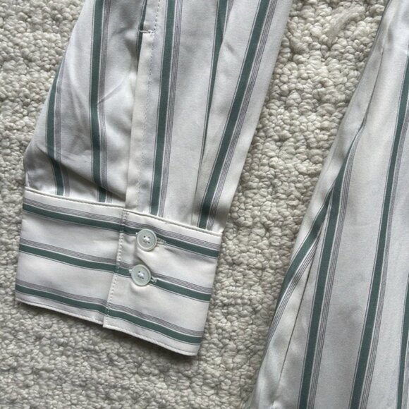 Banana Republic 2025 Cotton Poplin Asymmetrical Shirt Dress Green Stripe Small - Picture 4 of 16